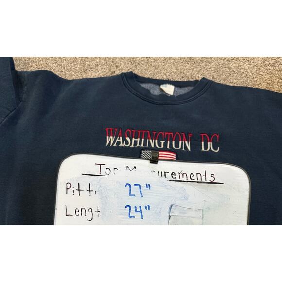 Vintage 90s Womens sz XL Washington DC Embroidered Crewneck Sweatshirt USA Thick - Picture 7 of 7
